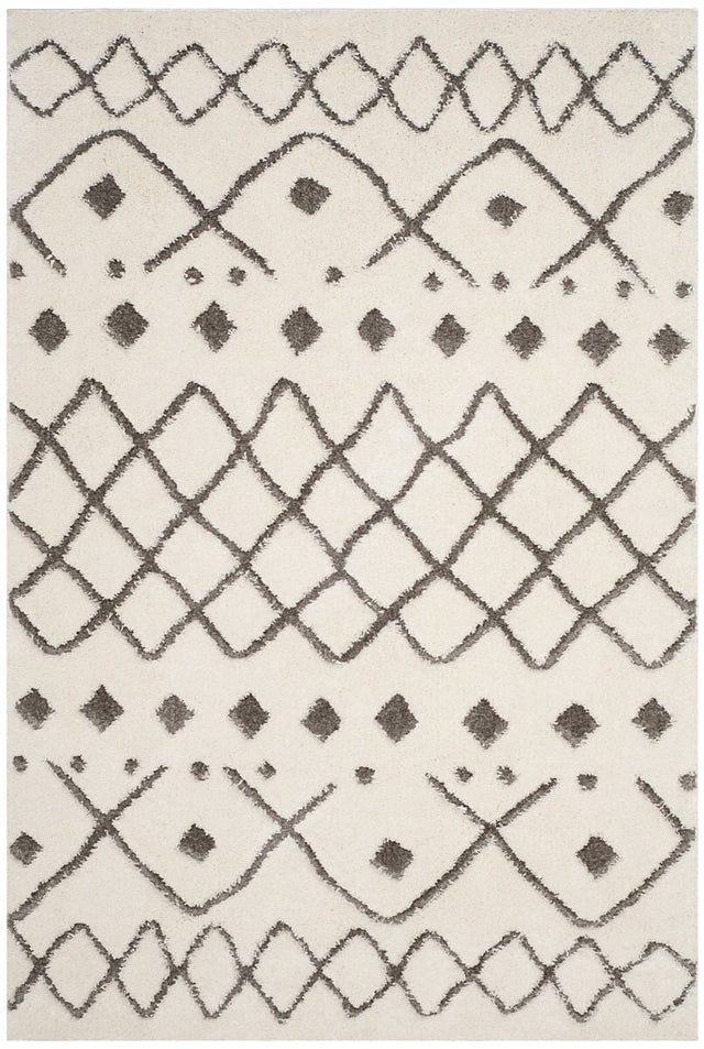 Safavieh Sparta Shag Spg510C Ivory / Grey Moroccan Area Rug