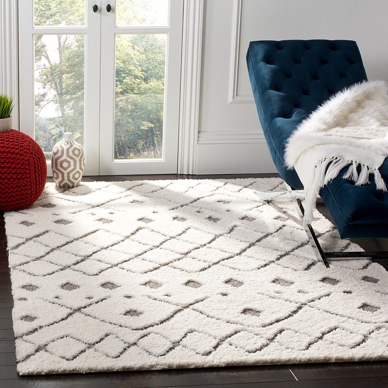 Safavieh Sparta Shag Spg510C Ivory / Grey Rugs.