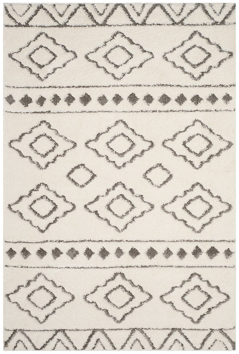 Safavieh Sparta Shag Spg513C Ivory / Grey Moroccan Area Rug