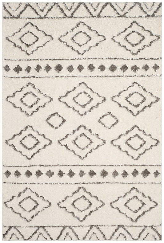 Safavieh Sparta Shag Spg513C Ivory / Grey Moroccan Area Rug