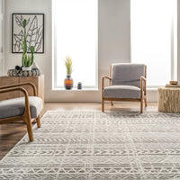 Nuloom Chloe Tribal Motif Banded Nch1729B Light Gray Area Rug