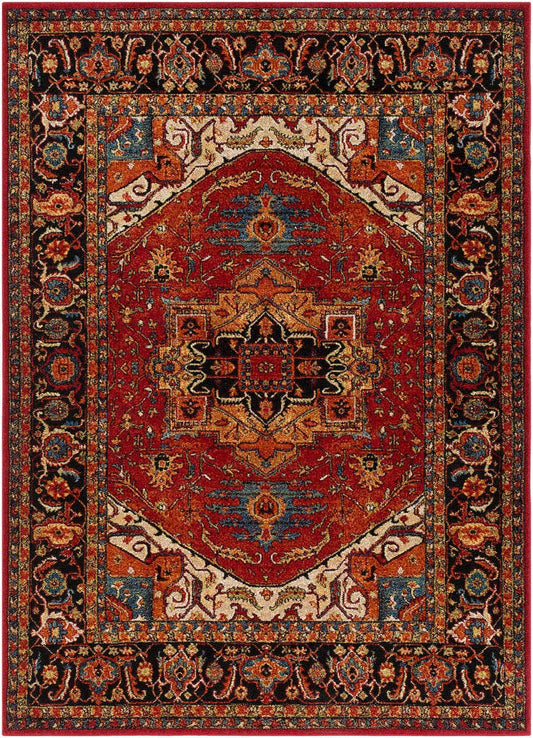 Surya Serapi Srp-1001 Dark Red, Black, Tan, Dark Blue Area Rug