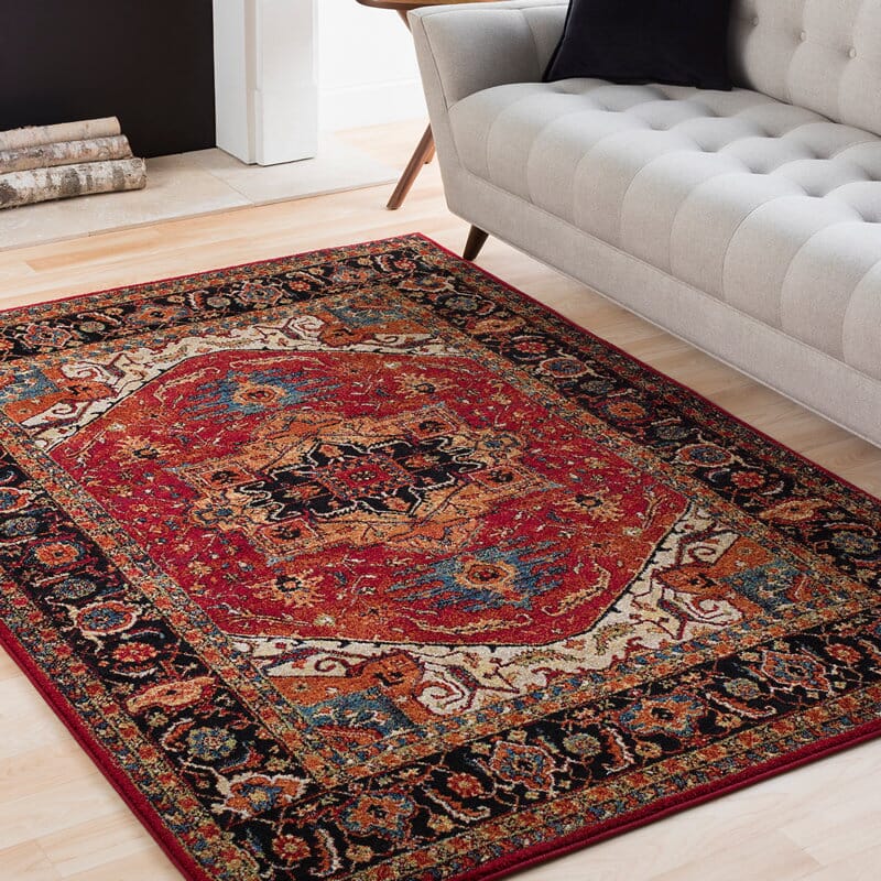 Surya Serapi Srp-1001 Dark Red, Black, Tan, Dark Blue Area Rug