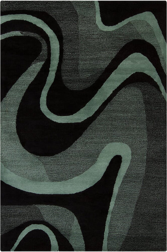 Chandra Allie Ste52042 Black / Teal Organic / Abstract Area Rug