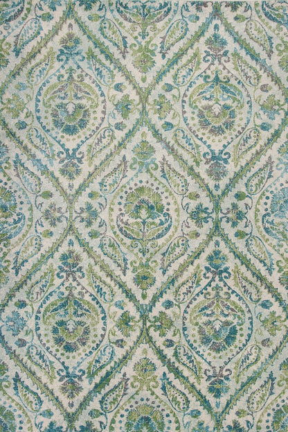 KAS Stella 6256 Parisian Ivory / Teal Damask Area Rug