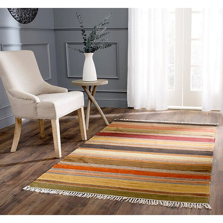 Safavieh Striped Kilim Stk315A Gold Rugs.