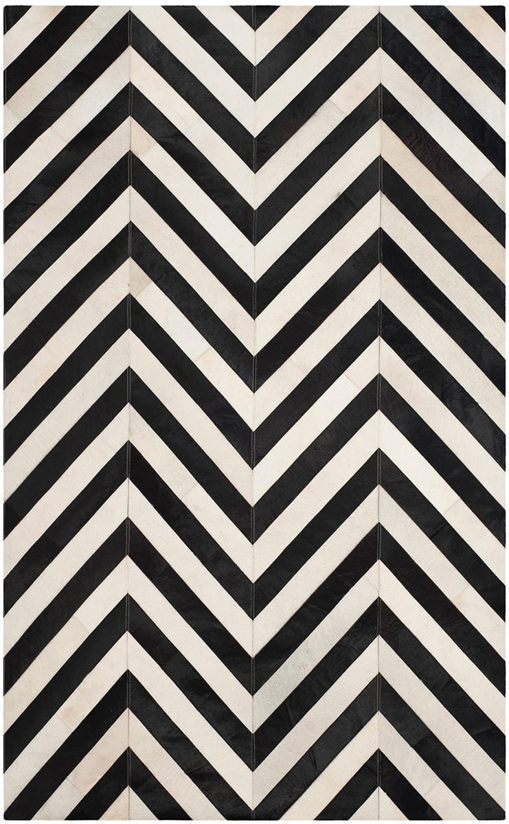 Safavieh Studio Leather Stl122A White / Black Chevron Area Rug