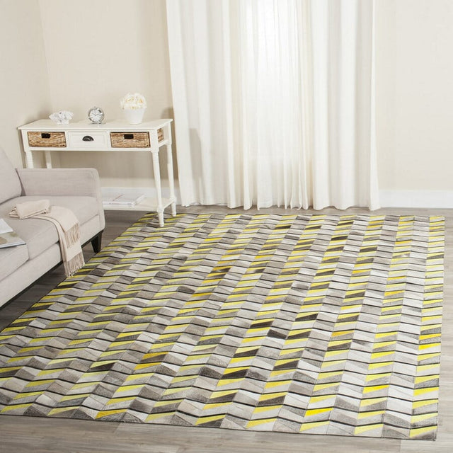 Safavieh Studio Leather Stl173A Ivory / Yellow Rugs.