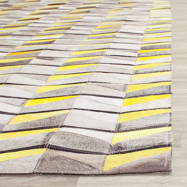 Safavieh Studio Leather Stl173A Ivory / Yellow Rugs.