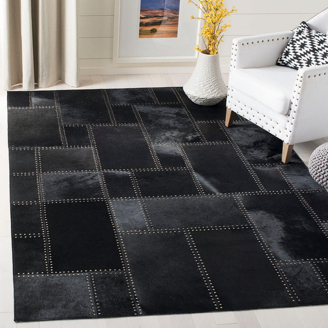 Safavieh Studio Leather Stl174Z Black Geometric Area Rug