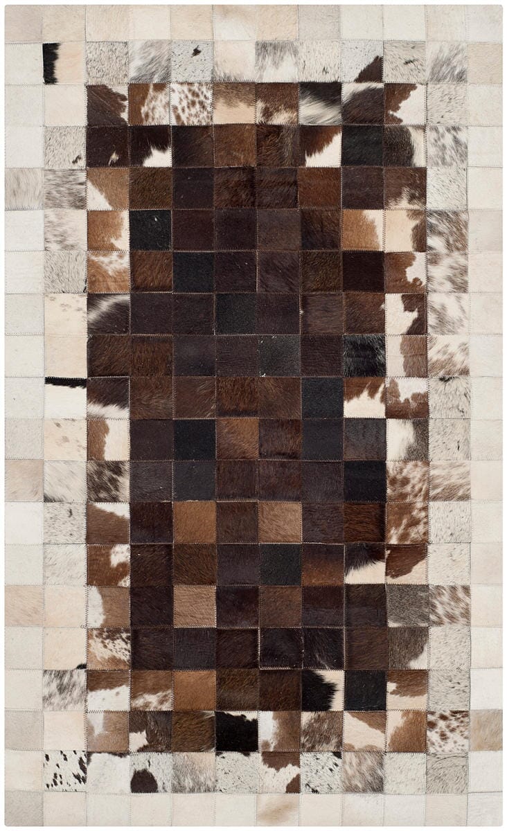 Safavieh Studio Leather Stl215B Ivory / Dark Brown Rugs.
