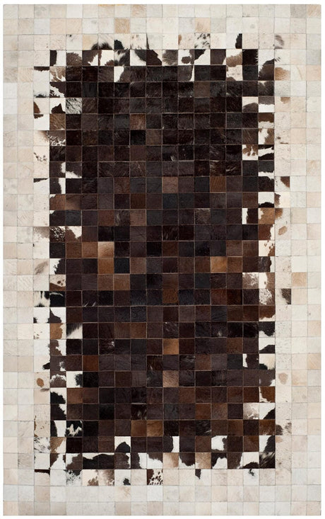 Safavieh Studio Leather Stl215B Ivory / Dark Brown Rugs.
