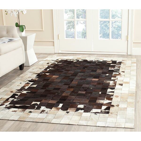 Safavieh Studio Leather Stl215B Ivory / Dark Brown Geometric Area Rug