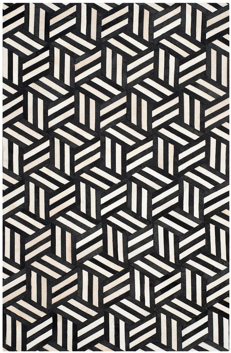 Safavieh Studio Leather Stl219A Ivory / Black Rugs.