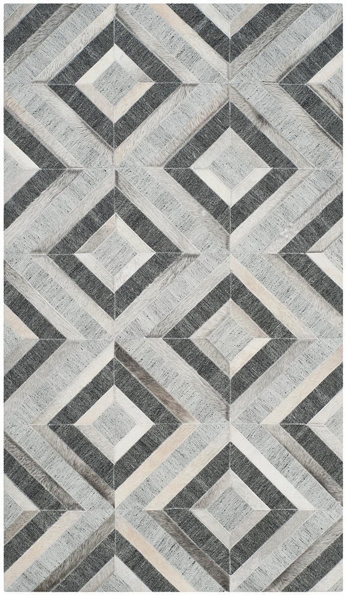 Safavieh Studio Leather Stl221A Ivory / Dark Grey Geometric Area Rug