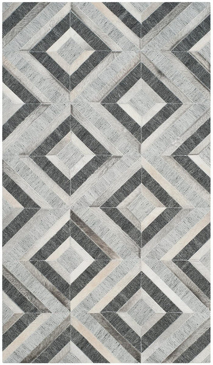 Safavieh Studio Leather Stl221A Ivory / Dark Grey Geometric Area Rug