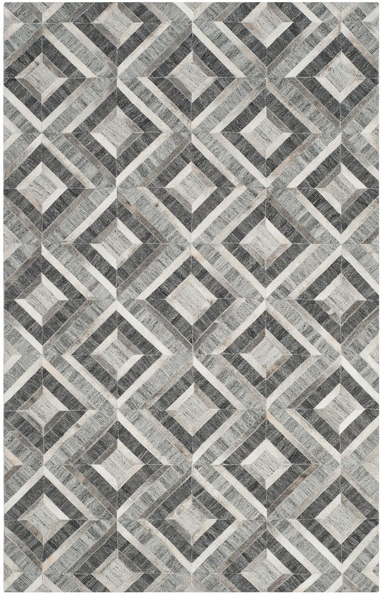 Safavieh Studio Leather Stl221A Ivory / Dark Grey Geometric Area Rug