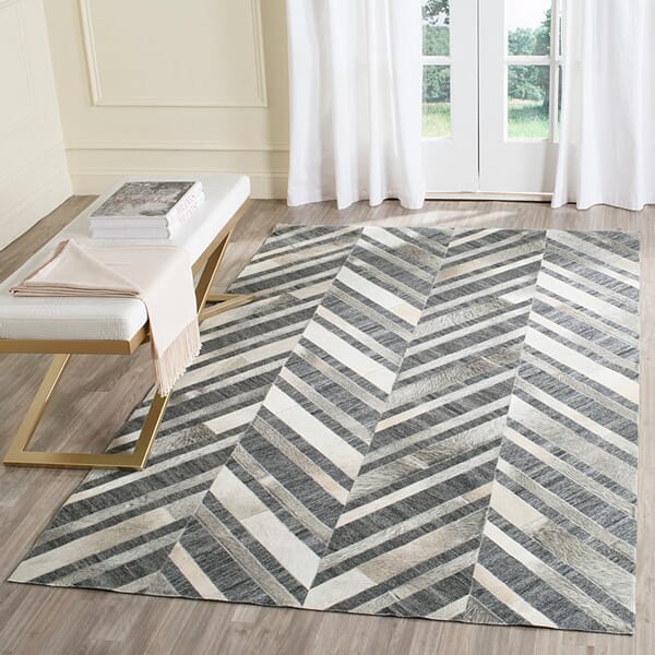 Safavieh Studio Leather Stl223A Ivory / Dark Grey Rugs.