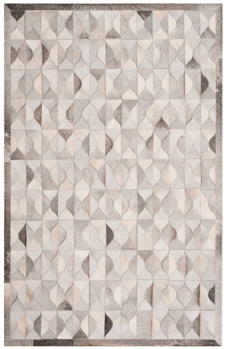 Safavieh Studio Leather Stl224F Grey / Ivory Geometric Area Rug