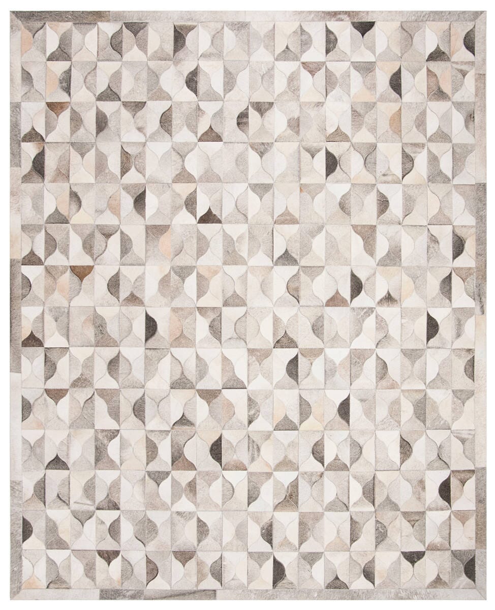 Safavieh Studio Leather Stl224F Grey / Ivory Geometric Area Rug