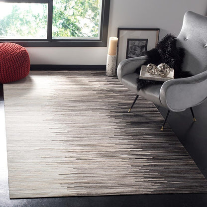 Safavieh Studio Leather Stl225H Charcoal / Ivory Shag Area Rug