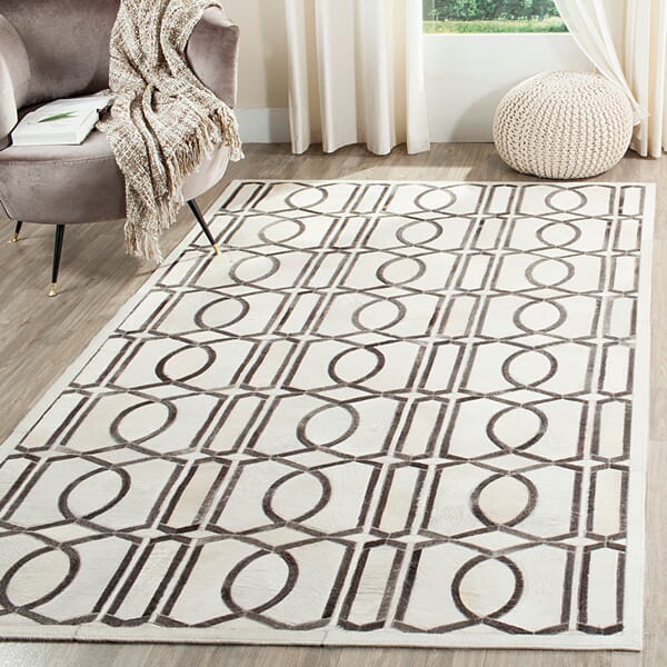 Safavieh Studio Leather Stl662A Ivory / Grey Geometric Area Rug