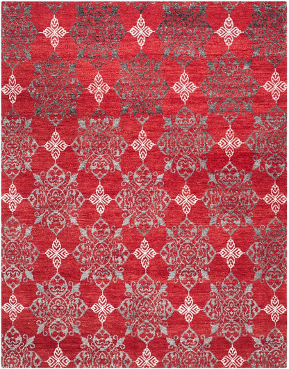 Safavieh Stone Wash Stw243A Red / Ivory Damask Area Rug