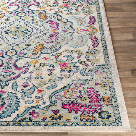 Surya Sunderland Sun-2312 Bright Pink, Aqua, Light Gray Rugs.