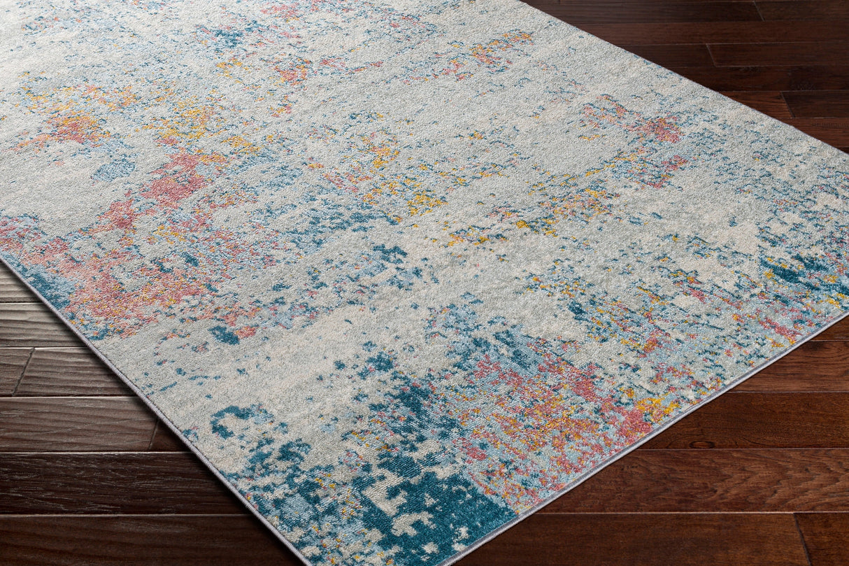 Surya Sunderland Sun-2334 Teal, Dusty Coral Rug.