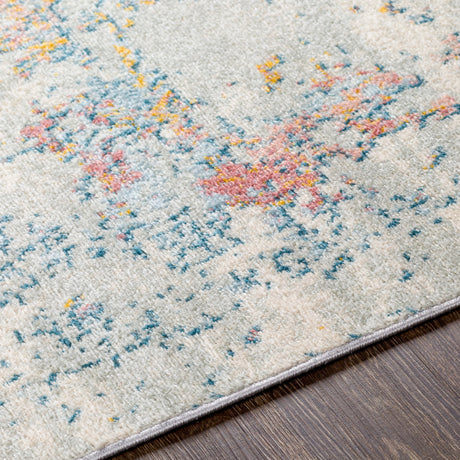 Surya Sunderland Sun-2334 Teal, Dusty Coral Rug.