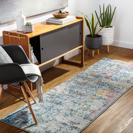 Surya Sunderland Sun-2334 Teal, Dusty Coral Rug.