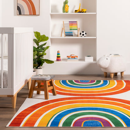 AreaRugs.com Wavaj Nwa1134A White Multi Area Rug