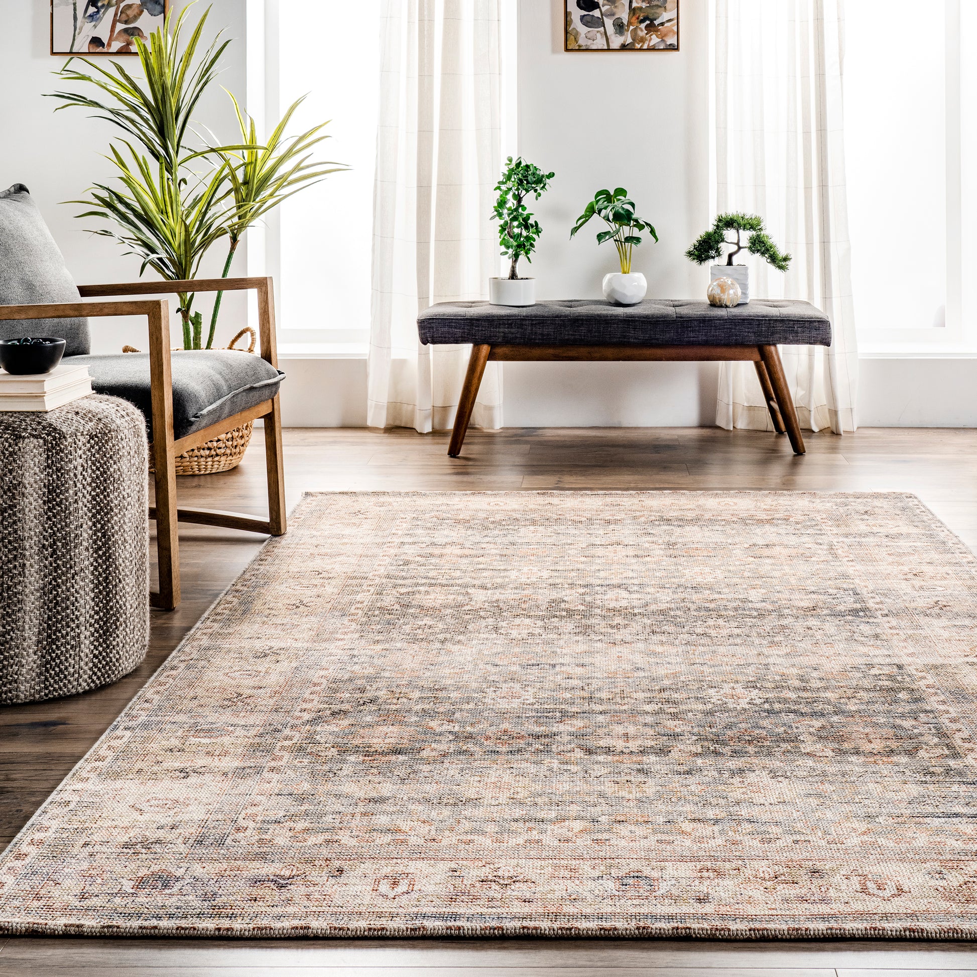 Nuloom Lesley Blend Vintage Nle3421A Beige Area Rug