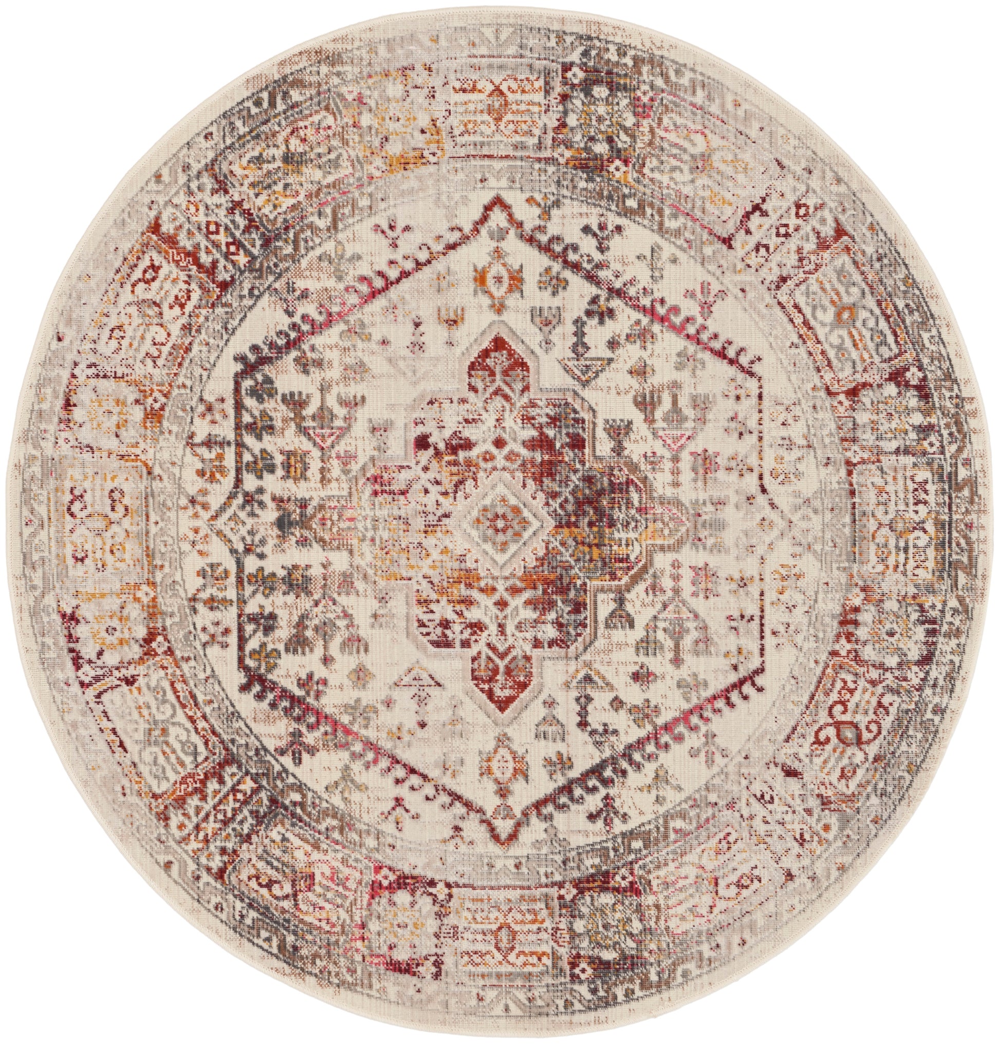 Nourison Vintage Kashan Vka08 Ivory Red Area Rug