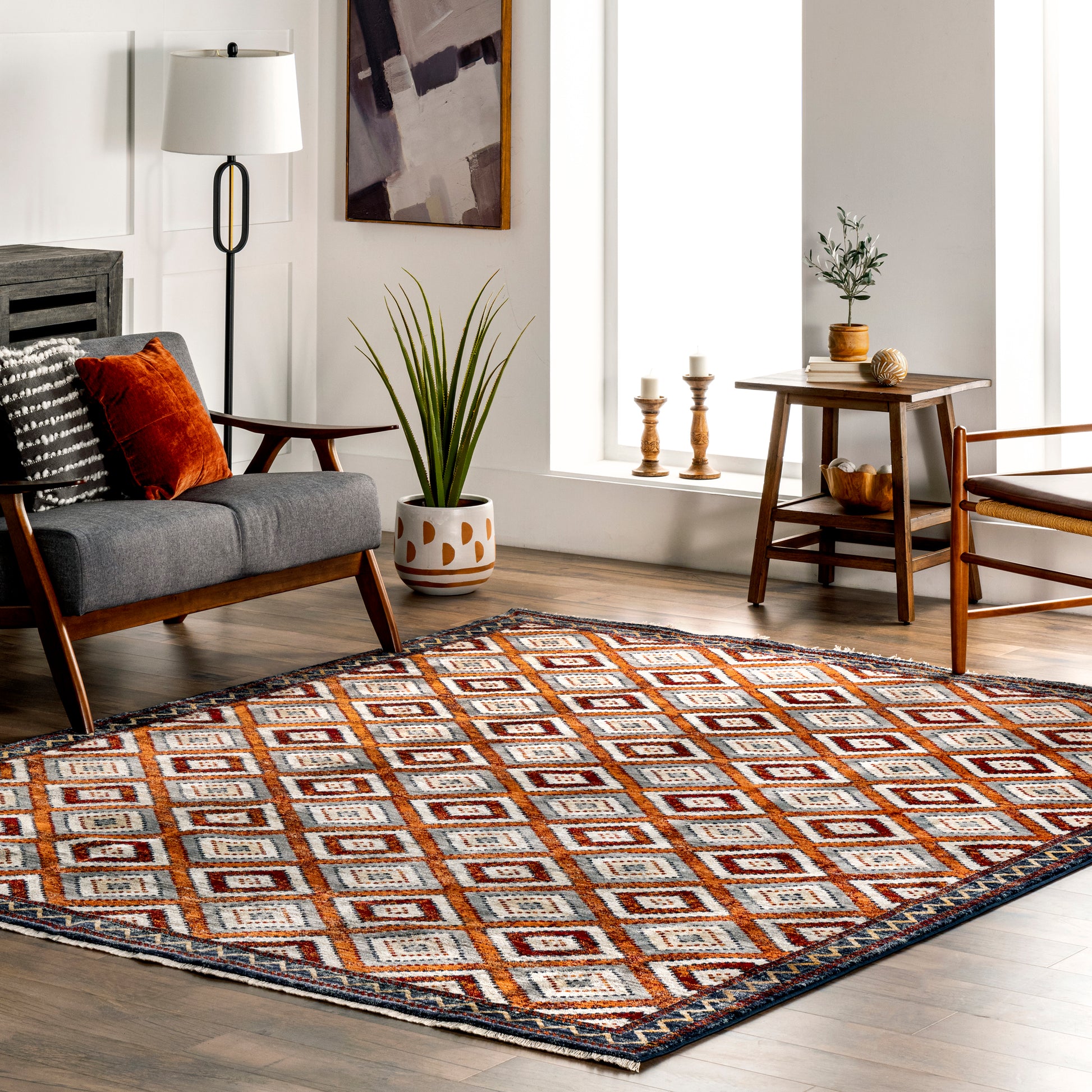 Nuloom Bernice Southweastern Borderd Nbe1539A Rust Area Rug