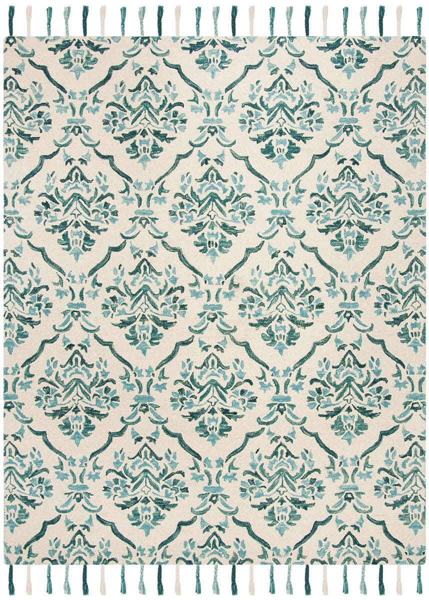 Safavieh Suzani Szn205A Ivory / Turquoise Damask Area Rug