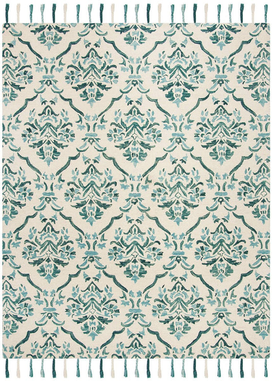 Safavieh Suzani Szn205A Ivory / Turquoise Damask Area Rug