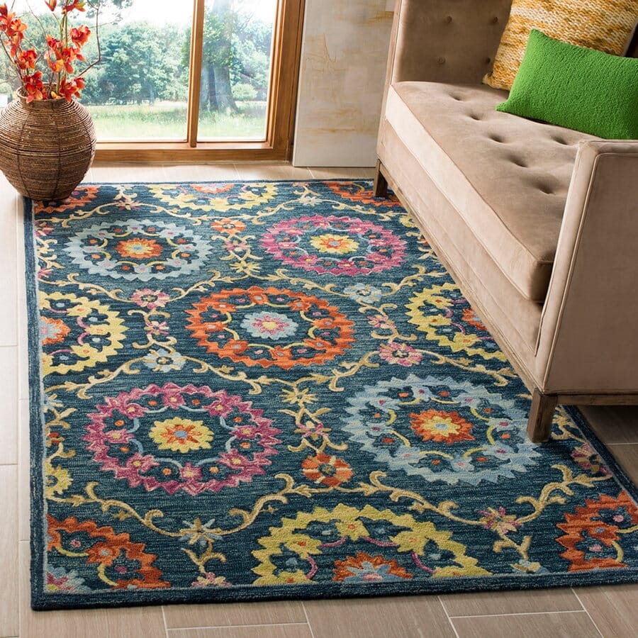 Safavieh Suzani Szn328A Blue / Multi Geometric Area Rug