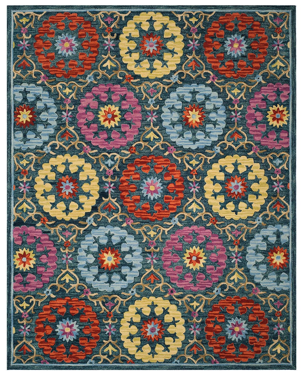 Safavieh Suzani Szn328A Blue / Multi Geometric Area Rug