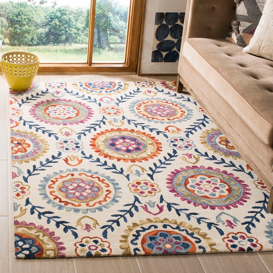 Safavieh Suzani Szn374B Ivory / Multi Geometric Area Rug