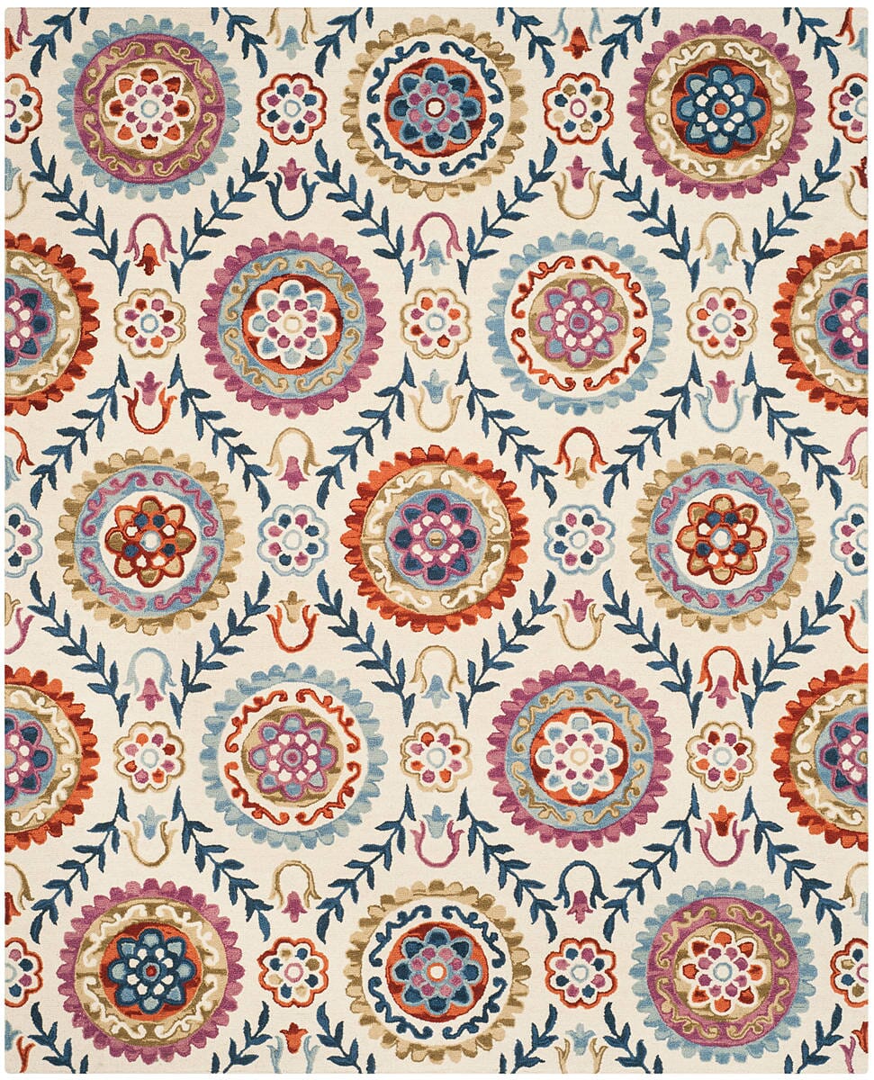 Safavieh Suzani Szn374B Ivory / Multi Geometric Area Rug