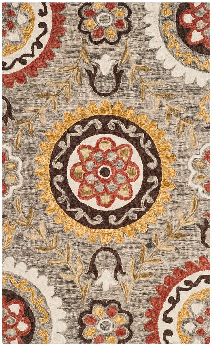 Safavieh Suzani Szn374C Grey / Multi Geometric Area Rug