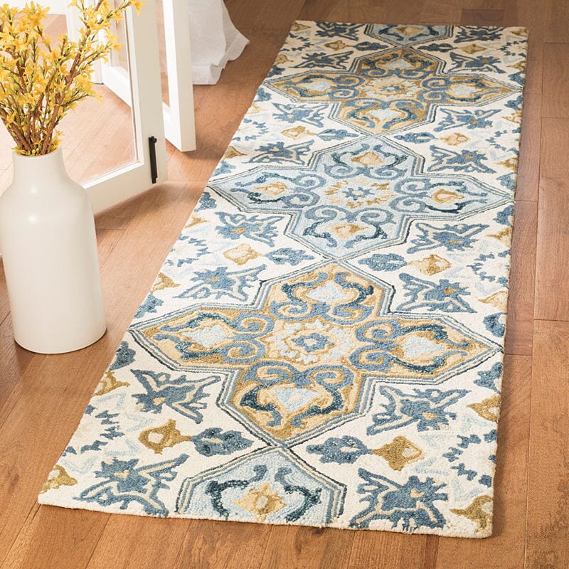 Safavieh Suzani Szn380A Ivory / Blue Damask Area Rug