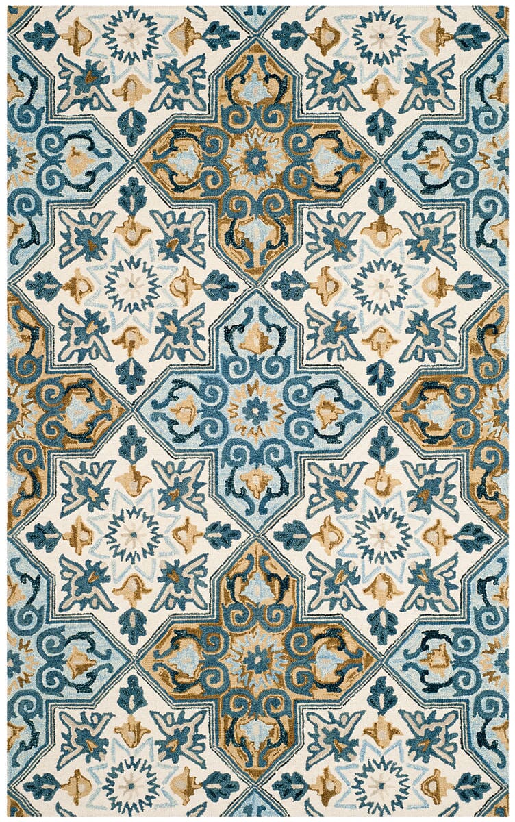 Safavieh Suzani Szn380A Ivory / Blue Damask Area Rug