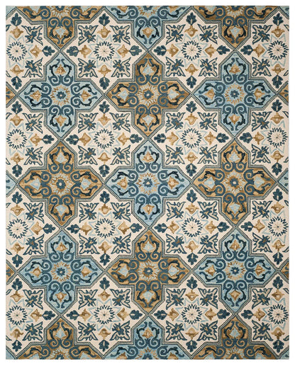 Safavieh Suzani Szn380A Ivory / Blue Damask Area Rug