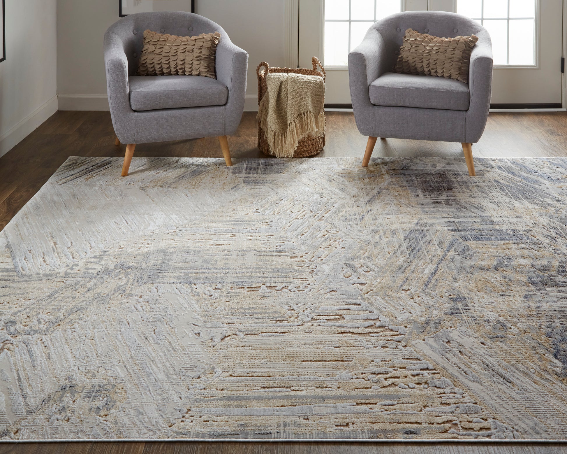 Feizy Laina 39G6F Gray/Beige Area Rug