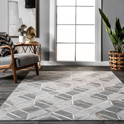 Nuloom Larissa Leather Blend Nla3606A Gray Area Rug