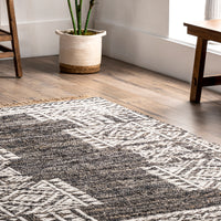 Nuloom Joanna Blend Bohemian Tassle Njo3549A Gray Area Rug