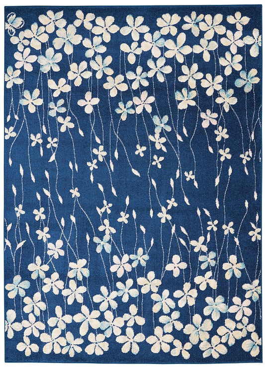 Nourison Tranquil Tra04 Navy Floral / Country Area Rug