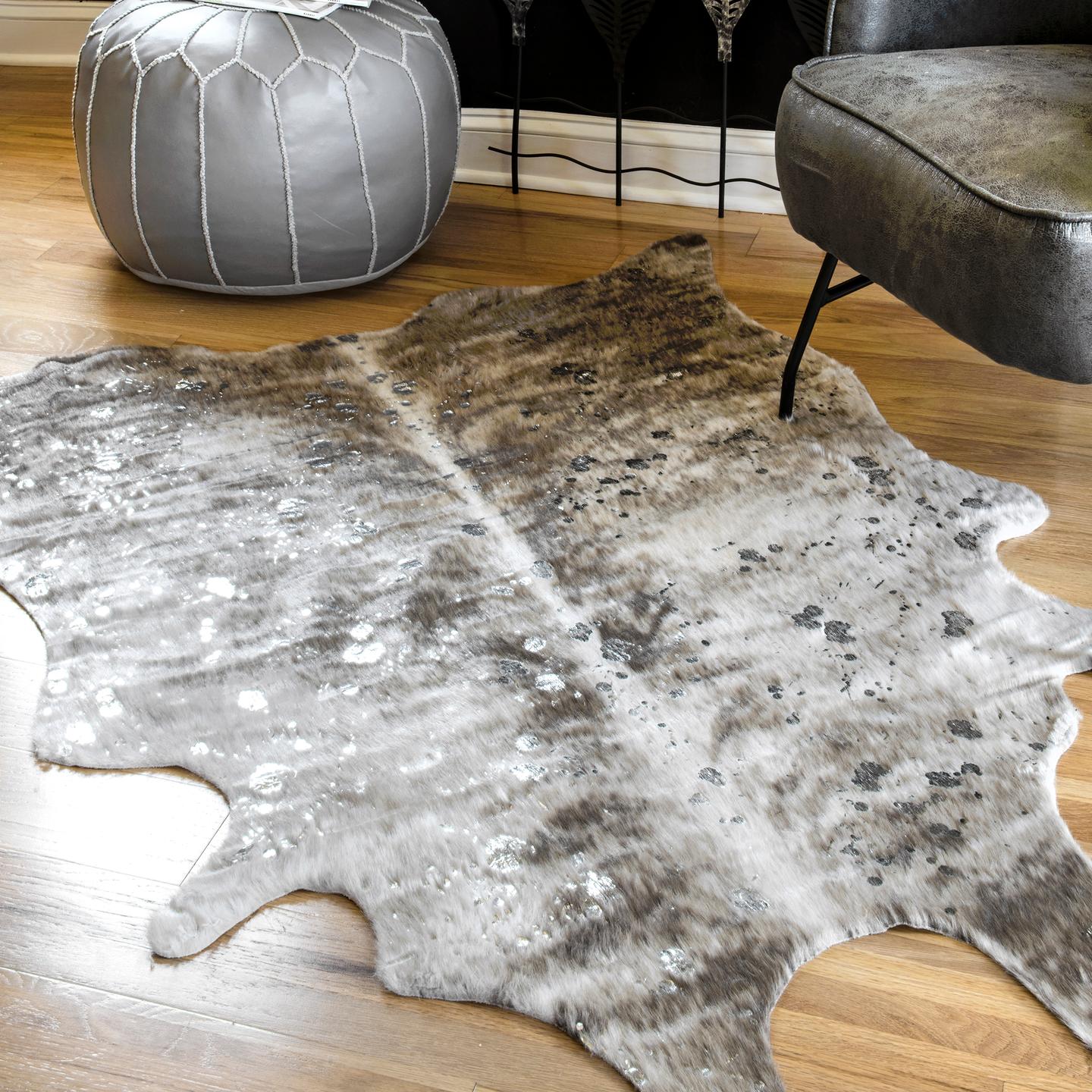 Nuloom Tinley Spotted Faux Cowhide Nti1577A Gray Area Rug